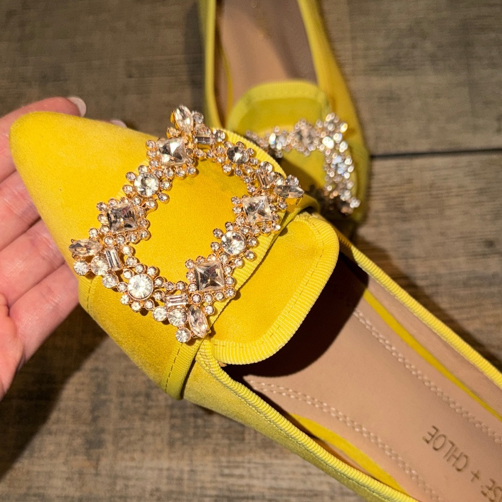 Chase + Chloe Yellow Embellished Women's Flats - Picture 3 of 6